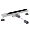 Shower Drain with Glass Cover Black 50 cm Stainless Steel 304