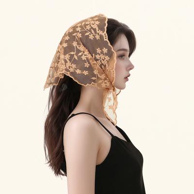 New Patterns Elegant Lace Scarf Floral Embroidery Triangle Scarf Hollow Out Shawl Hair Bandana Women Vintage Handkerchiefs