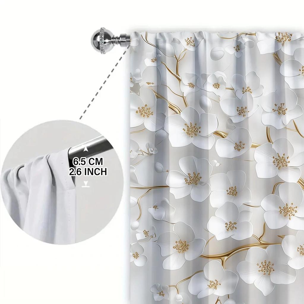 Set Of 2 Artistic Relief Flower Printed Curtain Home Decoration Curtains All Season Decorative Made Polyester