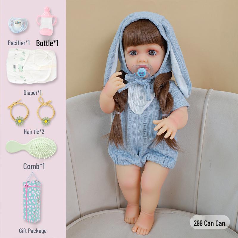 Realistic Silicone Full-Body Washable Princess Baby Doll - Cute, Soothing Toy for Girls. Full Silicone Body, Waterproof