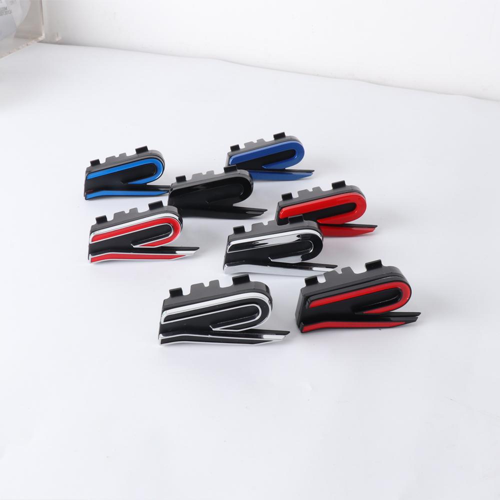 RTSD8 1pc ABS Car Front Grille R Emblem Sticker/Buckle for VW R Polo Passat B5 B7 Golf 3 4 5 8 Jetta Touareg Bora Auto Accessories