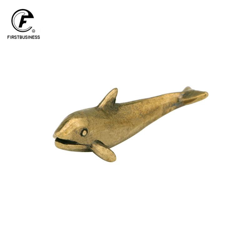 Solid Brass Sea dolphin Small Statue Office Desk Ornaments Decoration Crafts Collection Metal Animal Figurines Miniatures gift