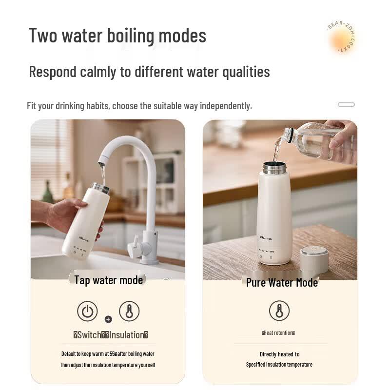 Bear Portable Electric Kettle & Thermos Mug CN plug (adapter included)