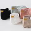Ladies Spring Summer Cute Crown Embroidery Low Top Wicking Sweat Breathable Invisible Boat Socks