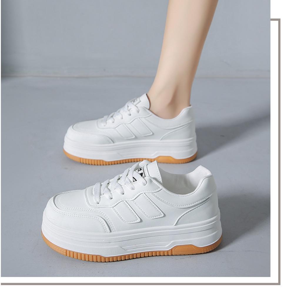 Fashion White Shoes Women's Thick Soled Sports and Leisure Board Shoes