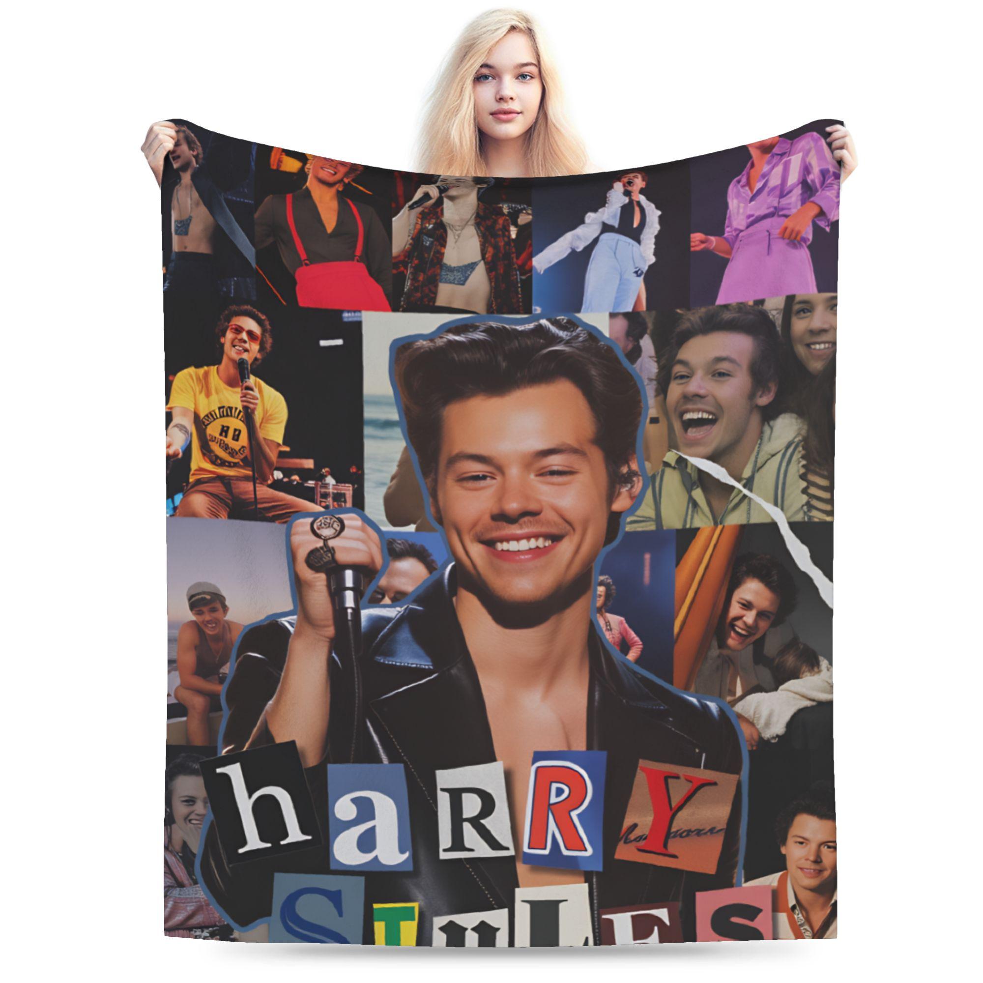 

H-Harry Styles Warm Soft Blankets Kids Adult Plush Bedding Throws Pattern Living Room Flannel Bedspread Sofa Bed Cover 75x90cm
