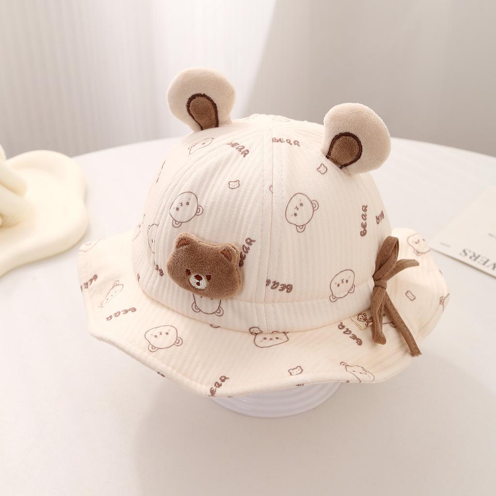Cute Bear Baby Bucket Hat Spring Summer Thin Sun Hat Adjustable UV Protection Cap for Boys and Girls Infants Toddler