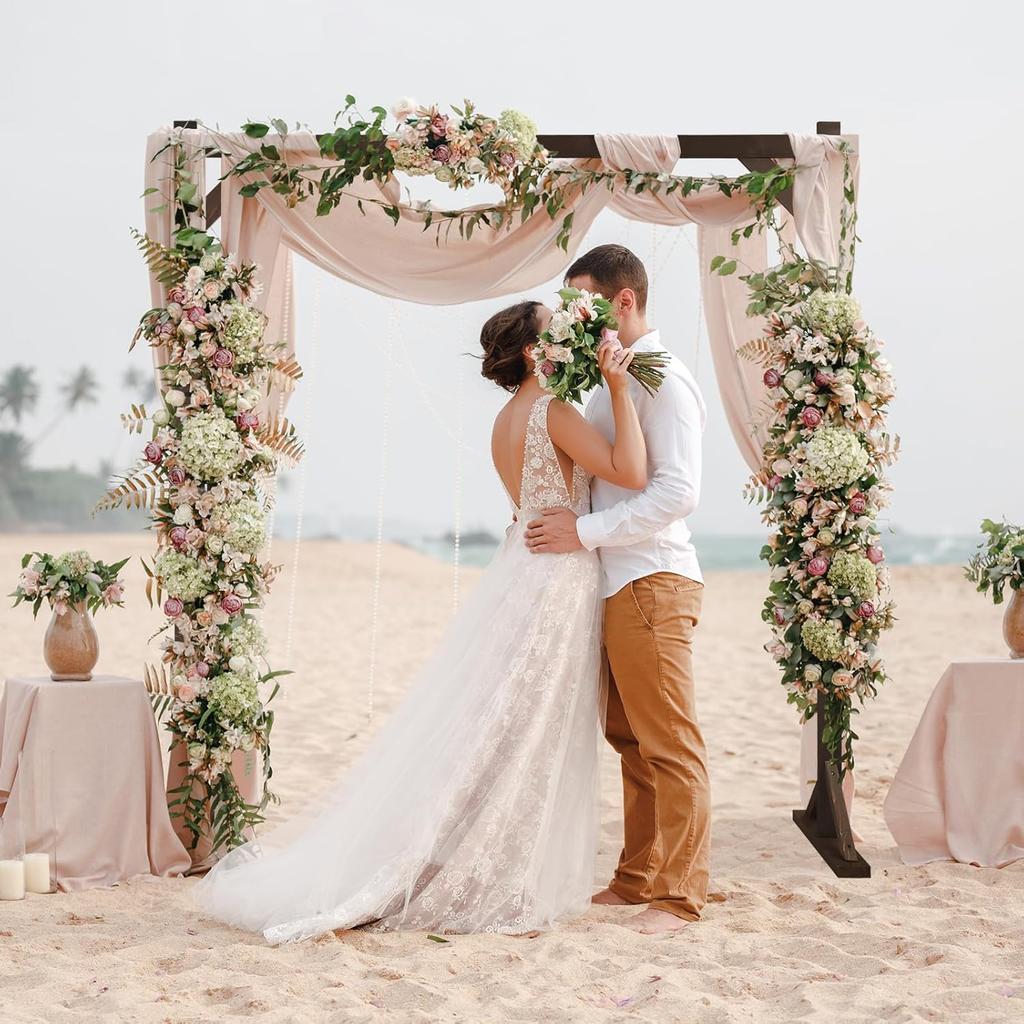 7.2ft Wooden Wedding Arch Wedding Decor for Yard Dark Brown 7.2ft x 7.2 ft/L x H