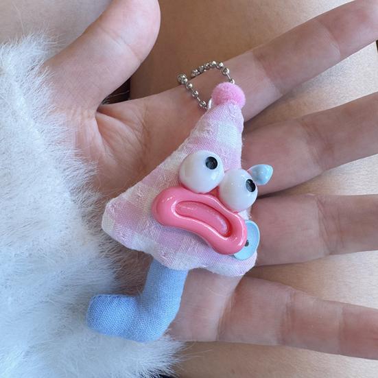 Large Mouth Cartoon Doll Keychain Bag Hanging Decoration Rich Macaron