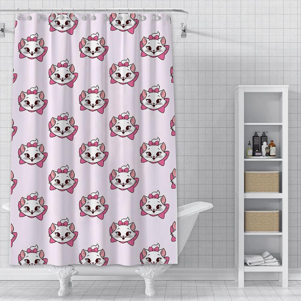 Shower Curtain Waterproof Polyester Fabric Paint Colorful Bath Disneys Marie Cat Curtains Home Bathroom Decor Curtain With Hook