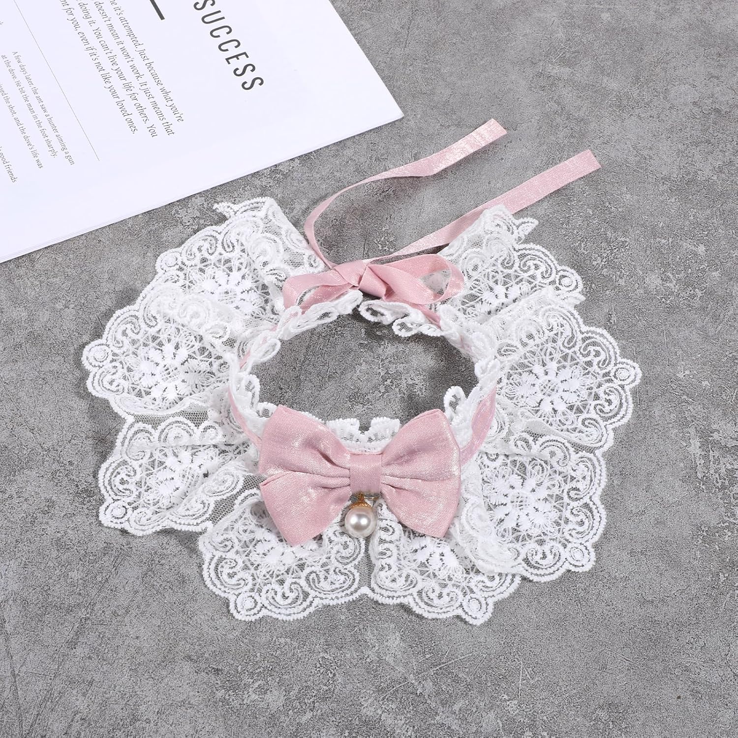 Cat Bow Collar, Breakaway Kitten Collar with Cute Bow Tie Girl Cat Collars Cats Princess Costumes Pink Outfit for Kitty and Some Puppies Birthday