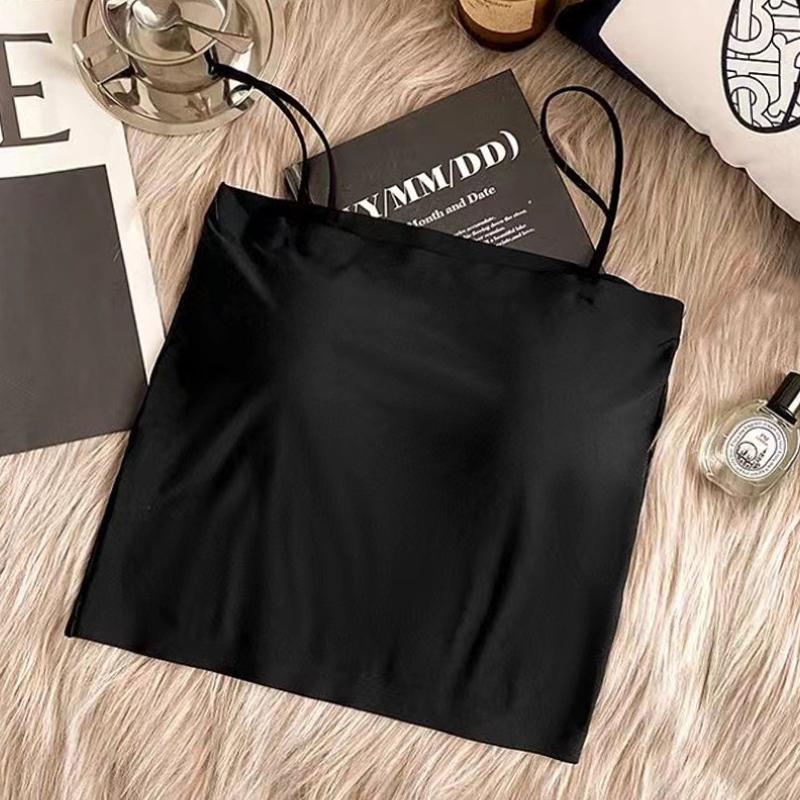 

Цельный однотонный повседневный, удобный и дышащий жилет на бретельках с мягкими бретельками-спагетти L чёрный