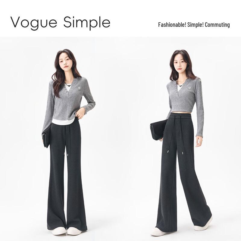 Women's High-Waisted Slim Flare Wool Blend Casual Pants