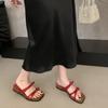 Fairy style satin bow open-toed slippers female summer wear 2025 new with skirt beautiful slope heel sandals