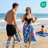 Winthome Beach Towel 90 x 180cm Large with Travel Beach Yoga Gray Stripe Pattern 1 Size, Sandproof, Thin, Pouch, Towel, Microfiber, Absorbent,