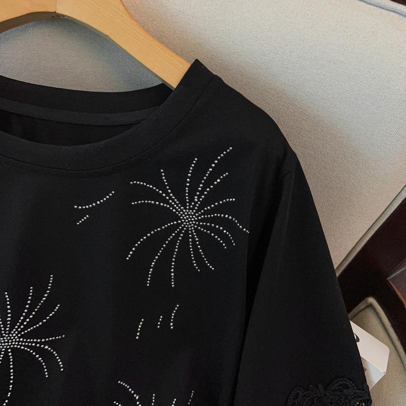 Plus Size Women's Loose Round Neck Mid-Length Short Sleeve T-shirt, Sizes 200/300/350 Jin, Bust 150/160.