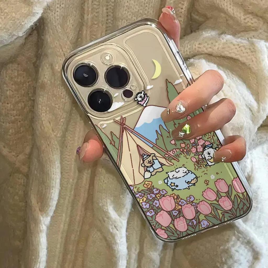 Cute Teddy Bear Doll Phone Case For iPhone 11 12 13 14 15 16 Pro Max 7 8 Mini Plus SE X XS XR Clear Funda