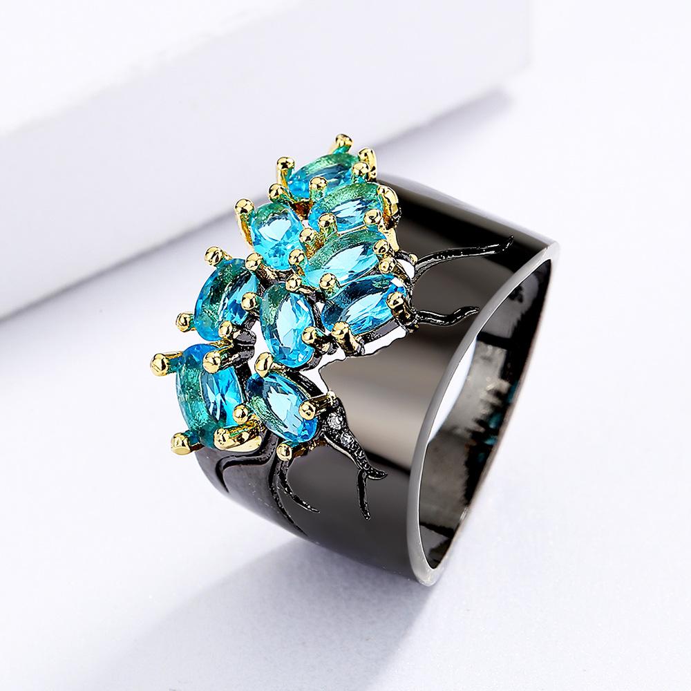 European and N Fashion Colored Crystal Ring Female Zircon Ring Rose Gold Ring