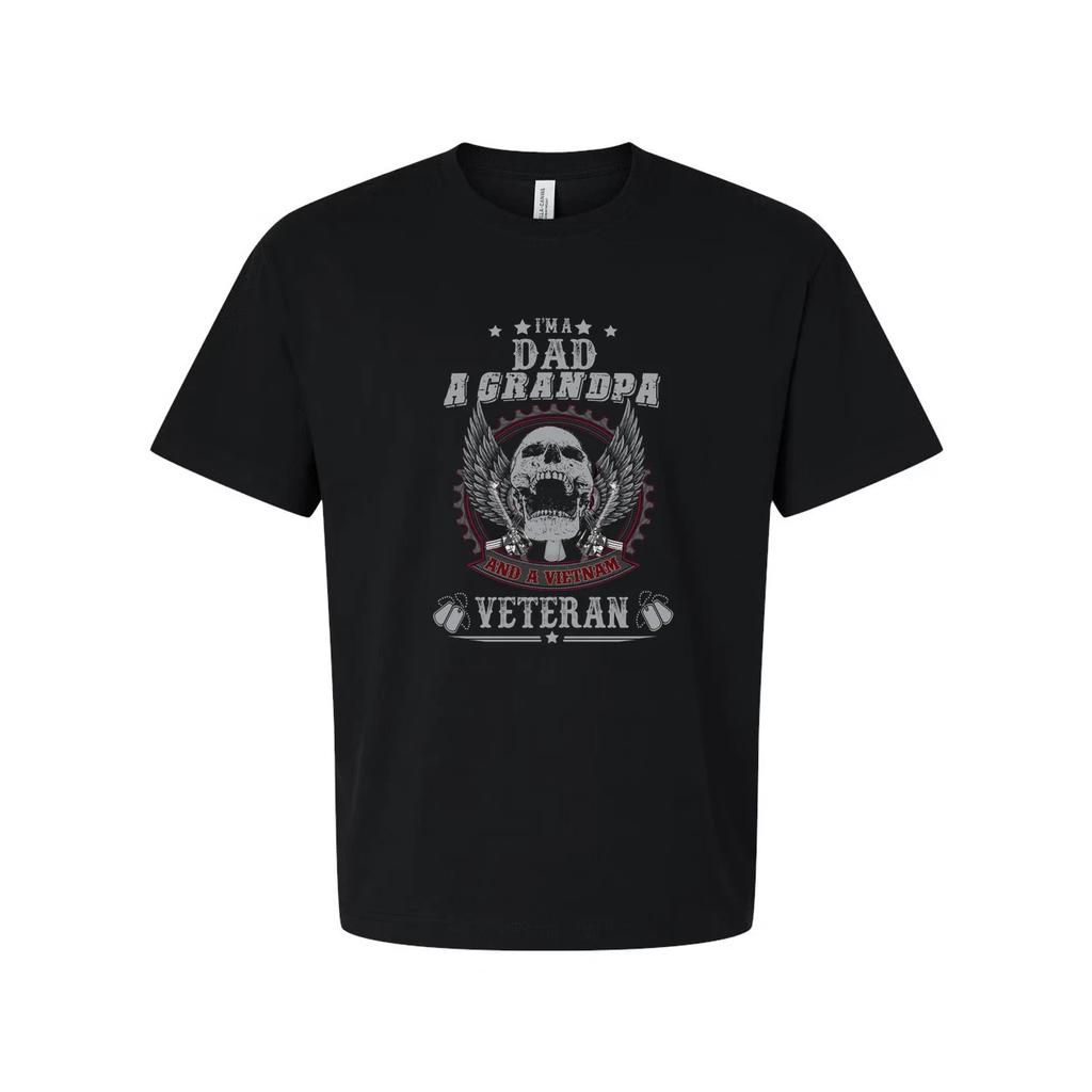Black Unisex T Shirt I Am A Dad A Grandpa And A Vietnam Veteran Graphic Artwork