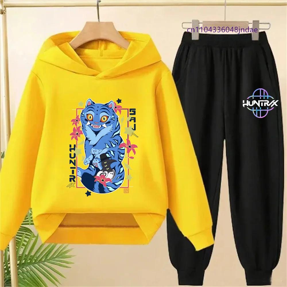 KPop Łowcy Demonów Dzieci Kreskówka Bluza z Długim Rękawem i Spodnie 2-częściowy Zestaw Maluch Niemowlę Dziewczynki Chłopcy Strój Butikowa Odzież Garnitur