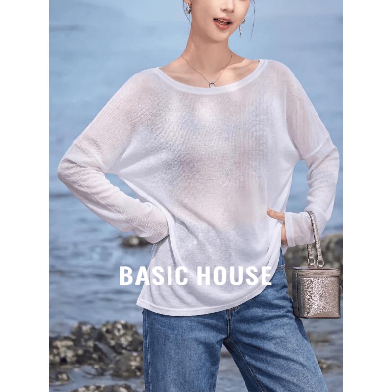 Basic House Women s Off-Shoulder Long Sleeve Sun Protection T-Shirt One Size