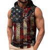 Men's Sleeveless Hoodie Casual Tank Top Patriotic Print Athletic Fit Pullover Lightweight Summer Muscle Shirt with Hood