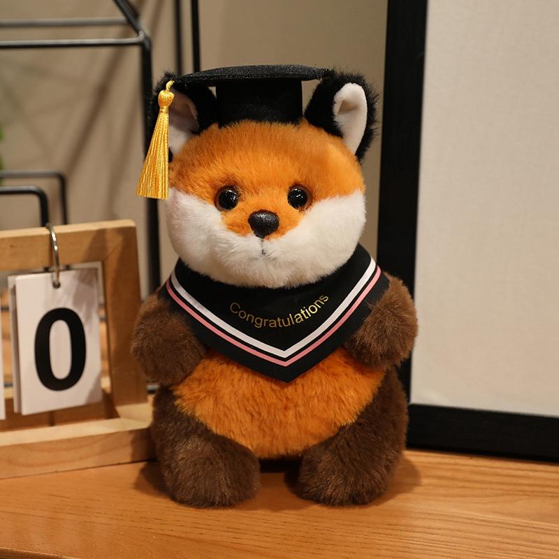 

20cm Doctor Plush Toy Graduation Gift Husky Fox Panda Stuffed Animals Super Soft Cute Cuddly Companion Ornament 20cm