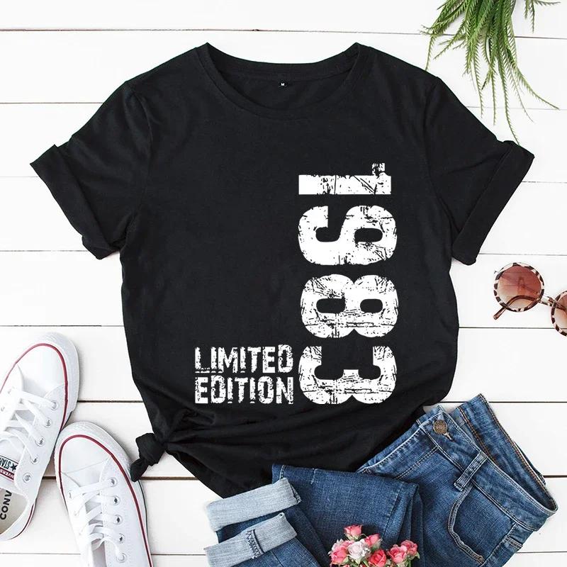 Vintage 1981 Print Unisex T Shirts Short Sleeve Unisex Tshirts Ladies Tee Shirt Tops 1973195719581961 Clothes Camisetas Mujer