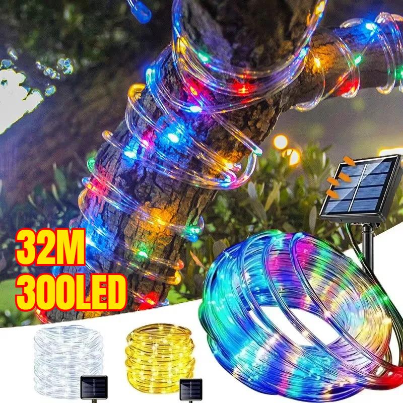 Solar LED Rope String Lights, Waterproof Tube Fairy Garland Lamp for Outdoor Garden, Christmas Holiday & Home Decoration