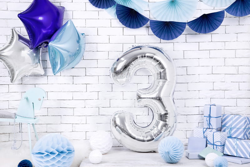Partydeco Balon Foliowy Cyfra 3 86Cm Srebrny