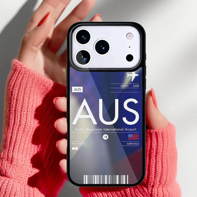 Funny Airport Code Phone Case for iPhone 17 16 15 14 13 Pro Max Back Cover for 12 11 Pro Coque