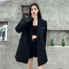 Cappotto Premium Nero Oversize dal Design Unico per Donna, Blazer Top Chic Street Fashion Taglia Piccola con Sensazione di Alta Gamma