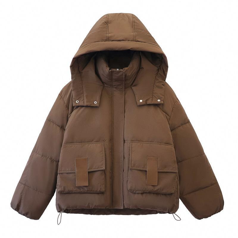 2025 New Down Cotton Jacket Women's Fashion Hooded Short Cotton Jacket Loose Winter Korean Cotton Jacket Thickened Bread Jacket