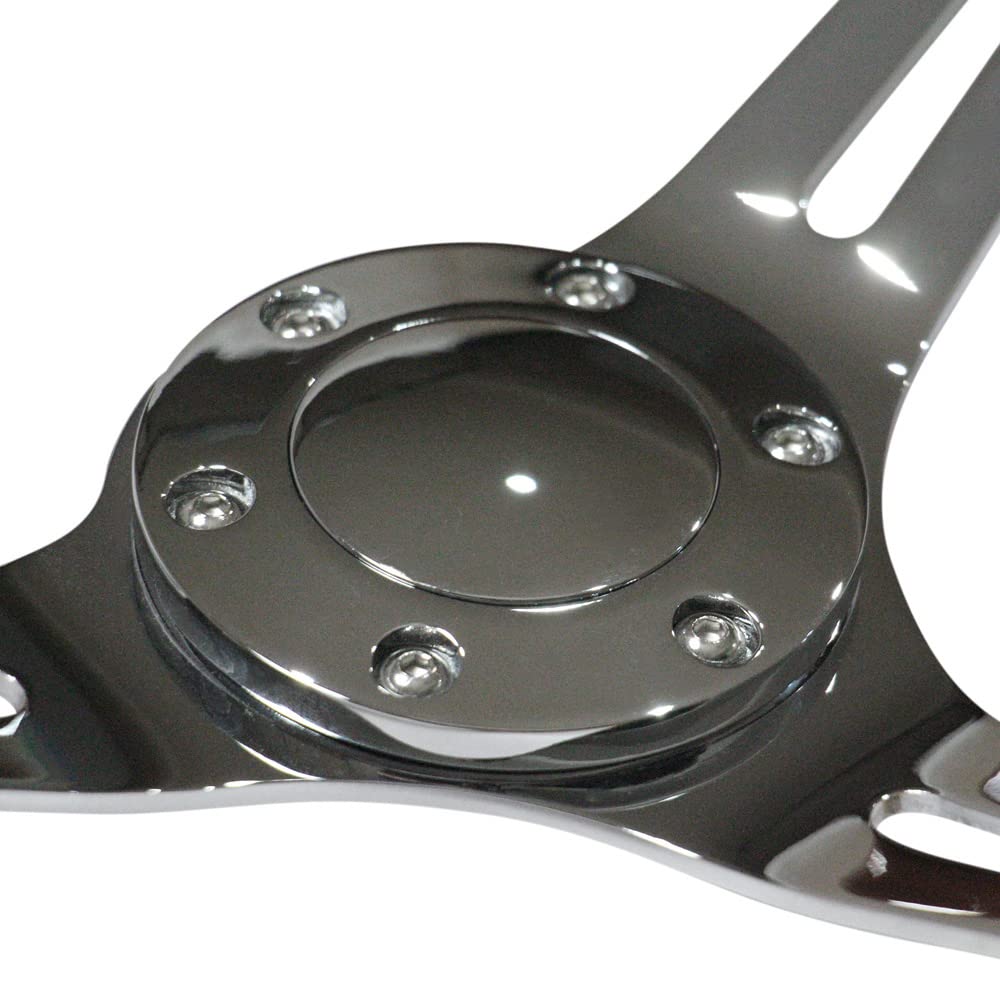 Classic Wood Steering Wheel with Chrome Spokes N35W