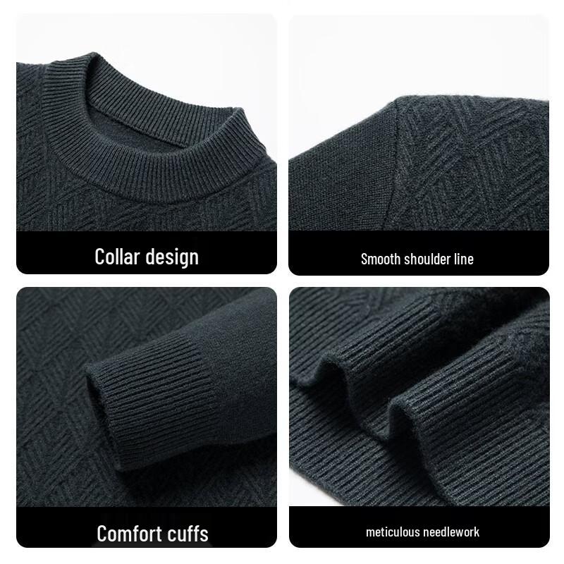 Pánský svetr Hengyuanxiang s kulatým výstřihem, 100% merino vlna