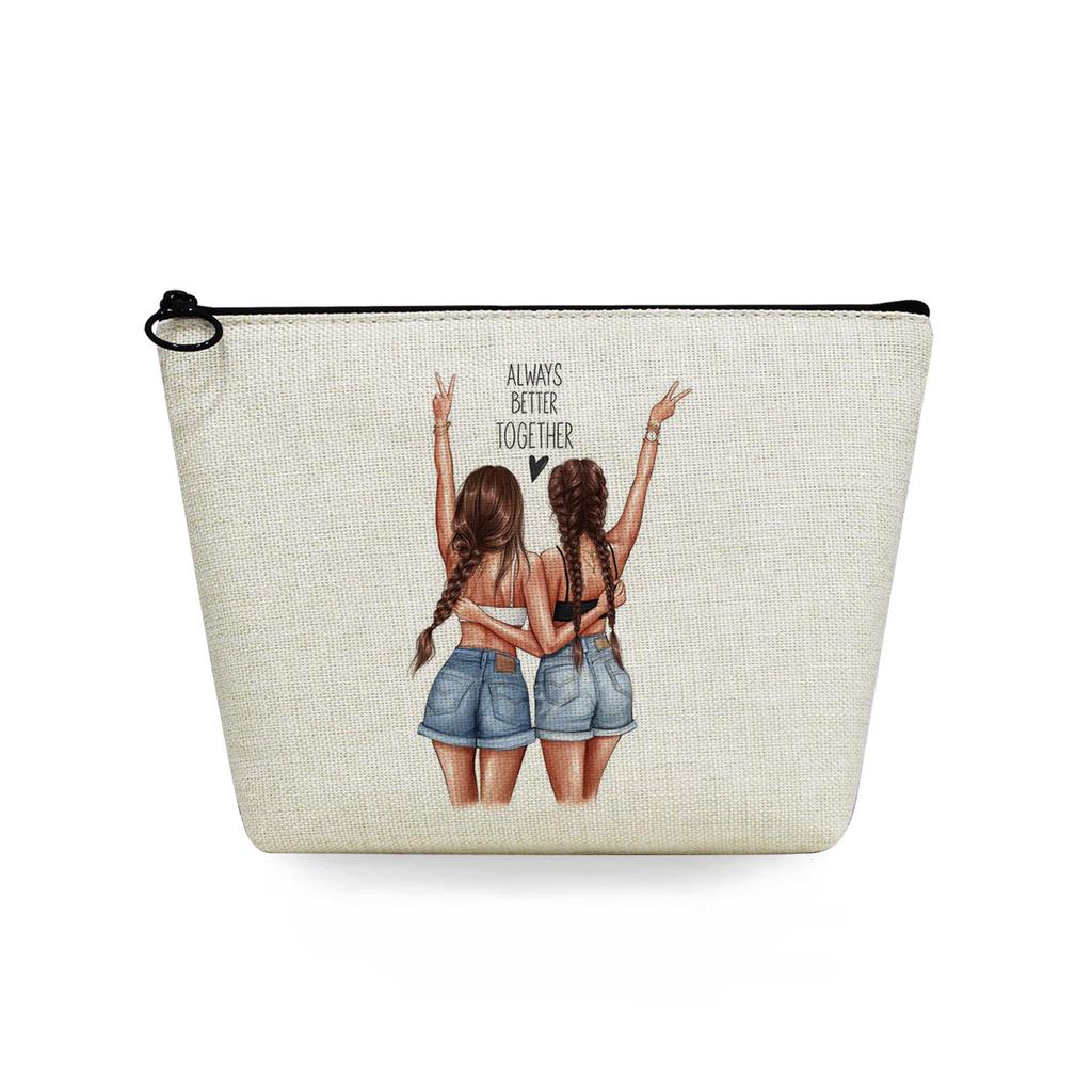 Women Sisters Print Cosmetic Bag Toiletries Organize Travel Storage Case 6726