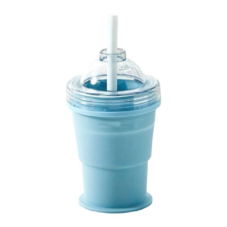 

Food Grade Silicone Ice Ball Mold With Foldable Cup And Straw For Drink Multifunctional Folding Drinking Cup синій