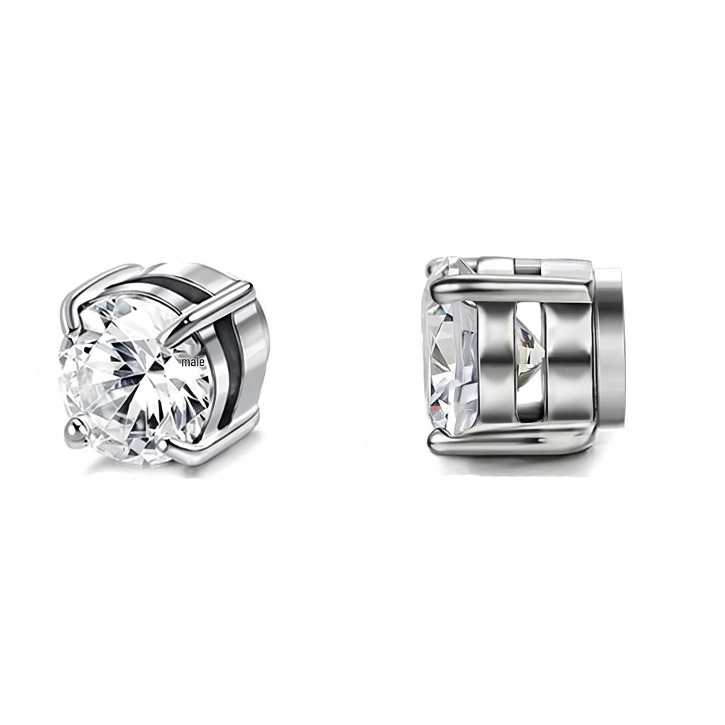 Zirconia Magnetic Ear Clips | No Piercing Faux Stud Earrings for Couples In Stainless Steel