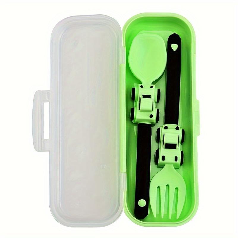 Youngsters's Simple and Cute Cartoon Sports Car Fork and Spoon Youngsters Youngsters's Fork and Spoon Fruit Independent Eating Cartoon Tableware