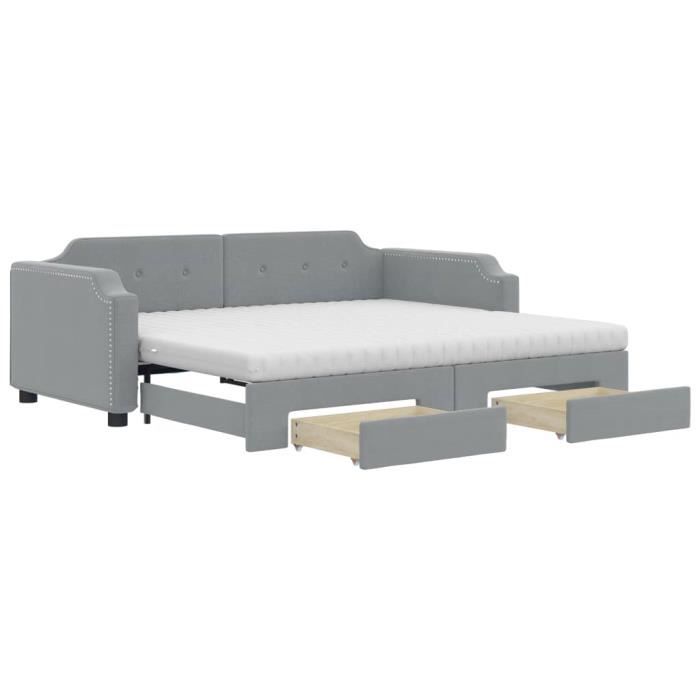 VidaXL Daybed with Trundle and Drawers Light Grey 80x200 Cm Fabric 3197683