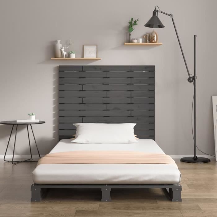 VidaXL Wall-mounted Headboard Grey 126x3x91.5 Cm Solid Pine Wood 824680