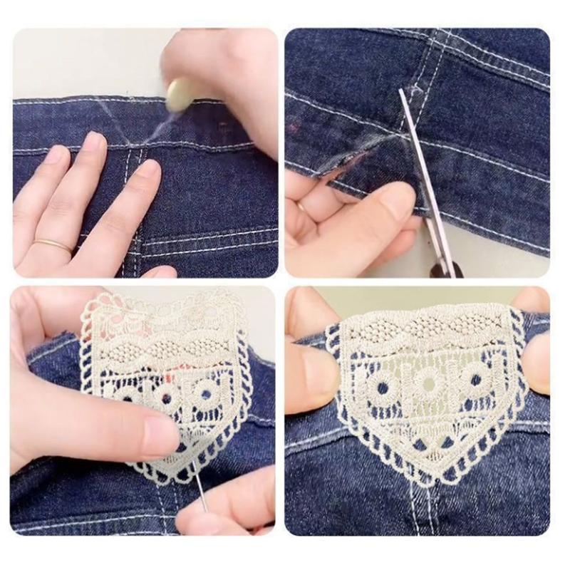 5Pcs Cotton Jeans Waist Expander Soft Hollow Lacework Adjustable Waist Extenders for Men Women Daily Wear
