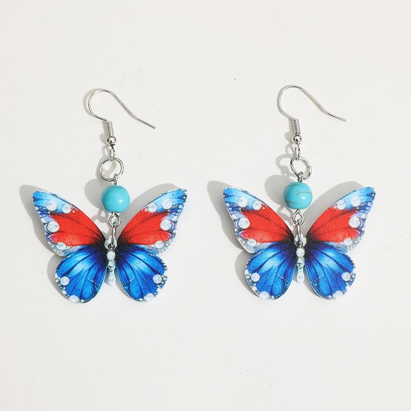 

Fashion Gradient Color Butterfly Earrings Fresh Forest Vibe Dangle Earrings Niche Retro Design Stylish Ear Jewelry For Women