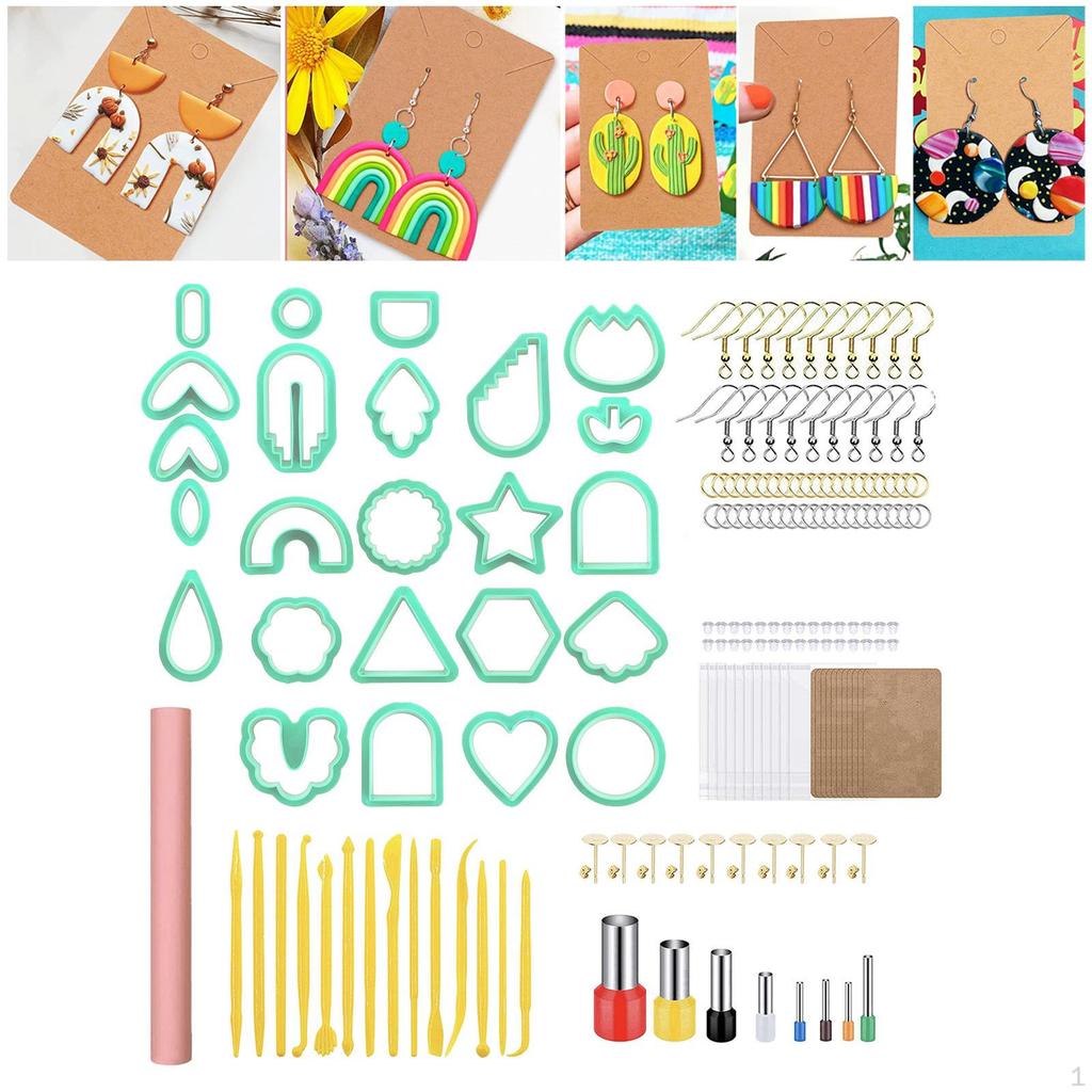 157 Pieces Cutter for Polymer Clay Earrings Earring 30 Backs 2 Accessories