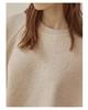 Spring 2025 French Casual Cotton Sweater - Loose Fit, Short Lantern Sleeves for Women