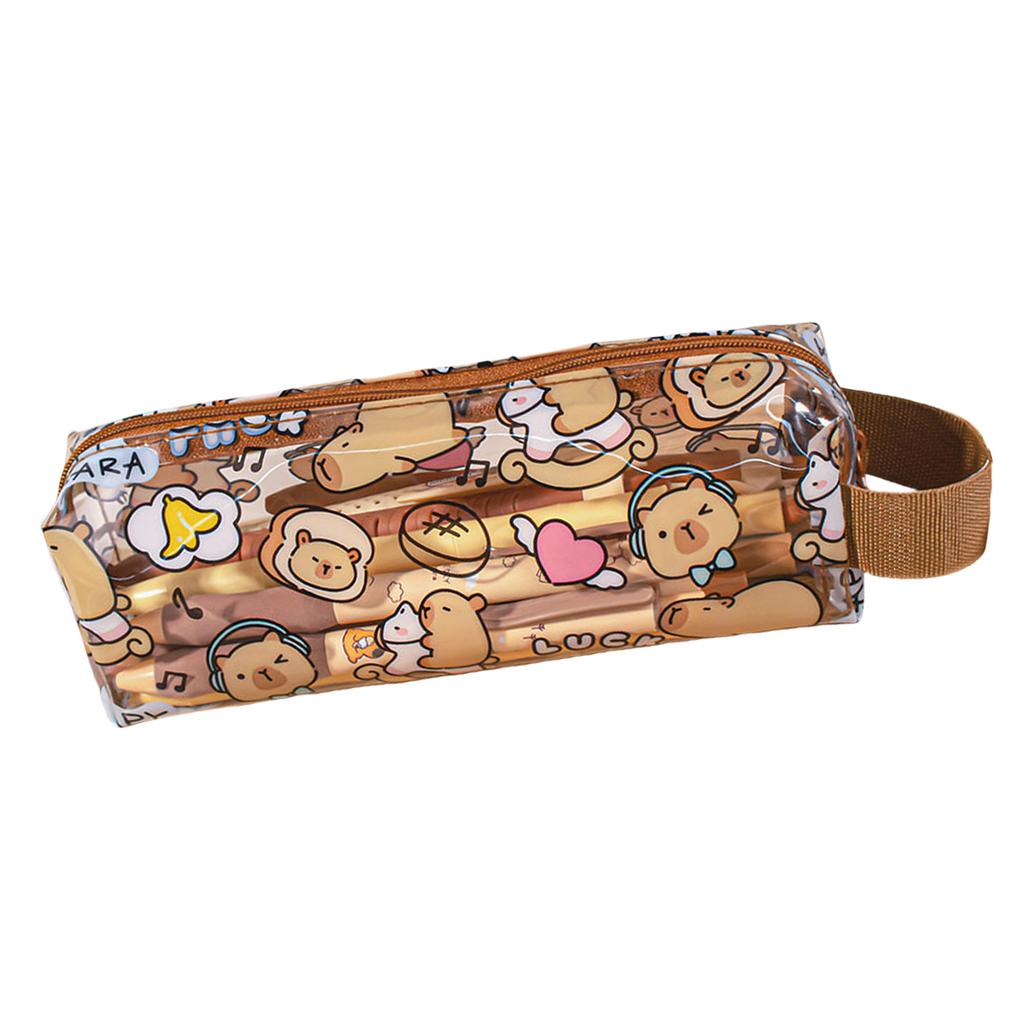 Cartoon Durchsichtige Bleistifttasche Wasserabweisende Stifttaschen Reißverschluss Bleistiftaufbewahrungstasche Große Kapazität für Frauen Mädchen Student