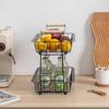 Fruits Vegetables Basket Metal Countertop Organizer Holder Kitchen Dining Room Portable 2 Tiers Fruits Snacks Storage Rack