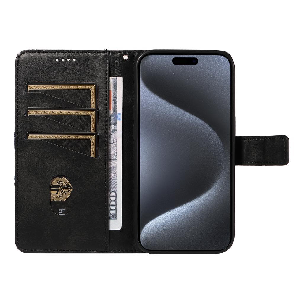 For iPhone 15 Pro Case Shockproof Geometric Lines PU Leather Phone Cover