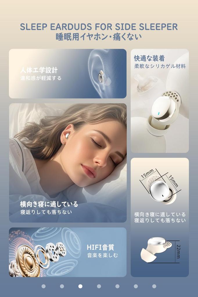 Mandourai Sleep Painless Sleep Auriculares con Sonido Bluetooth por Miscontacto Mini Auriculares de Carga para Dormir con Sonido Alto, Prevención, 5.3, Ultraligeros