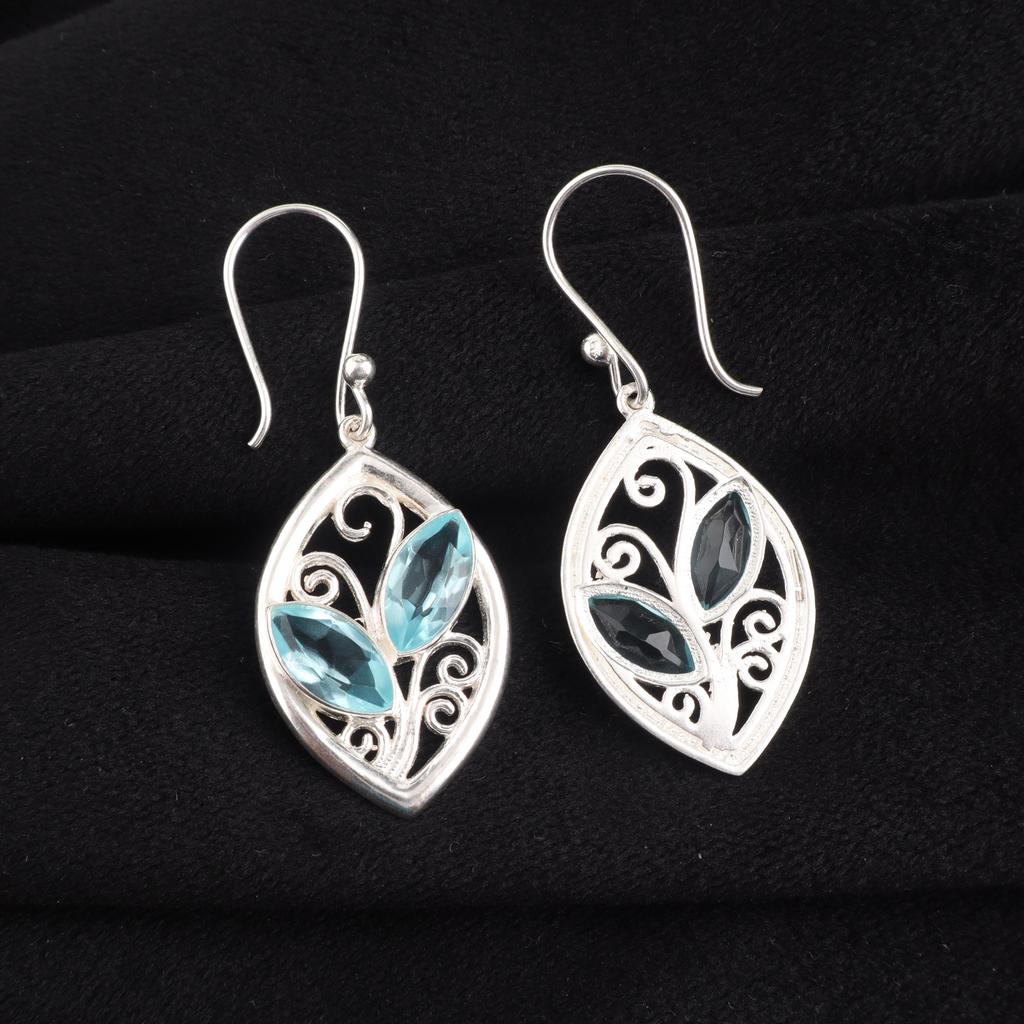 Sky Blue Topaz Gemstone Silver Earring, 925 Sterling Silver Handmade Earring, December Birthstone Gift, Topaz Jewelry CE-24-15